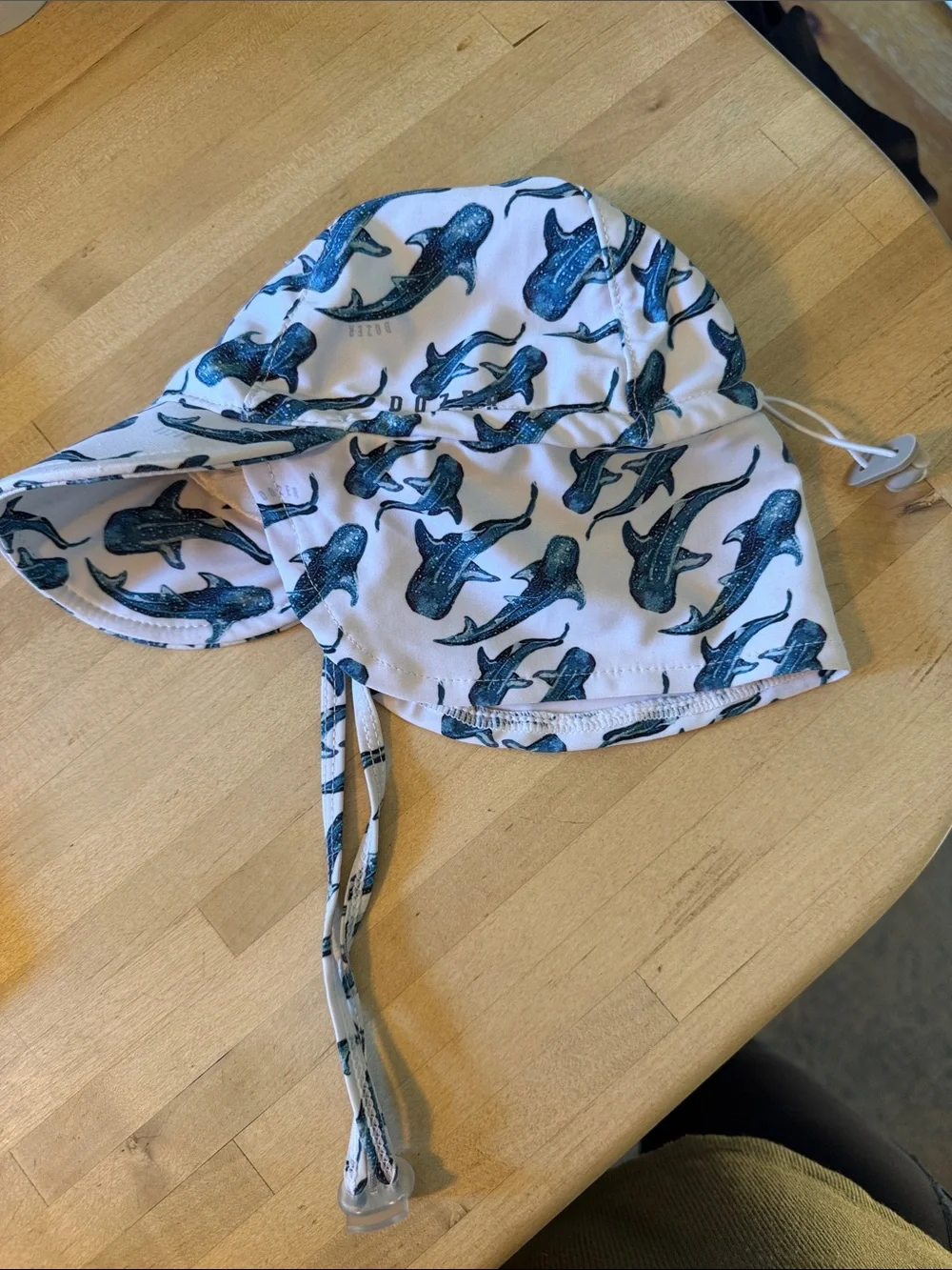 Dozer Whale Print Baby Sun Hat - Blue on White 12-24m whale shark